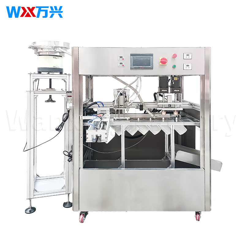 Filling and capping machine for bottle caps. Cabinet-type dual-head magnetic pump