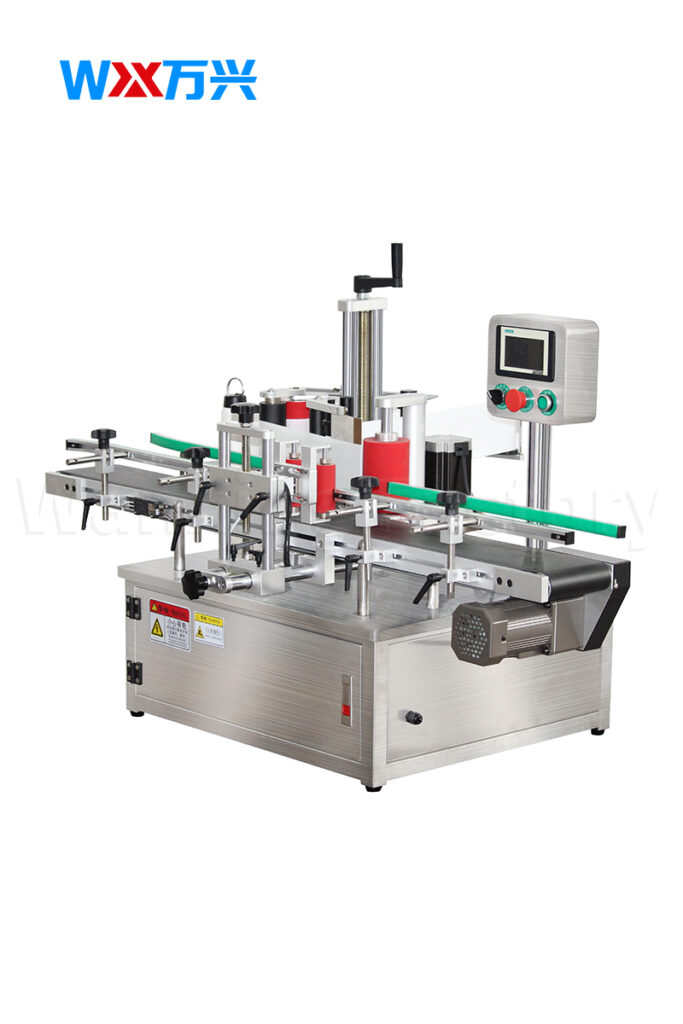 Suitable for applying self-adhesive labels to various types of round bottles.