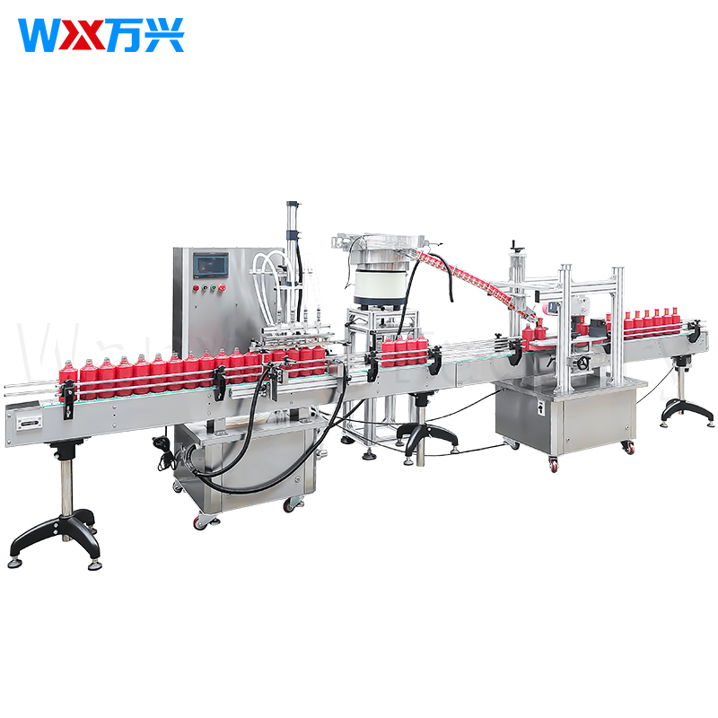 Filling and top cap sealing line Fully automatic 4-head magnetic pump